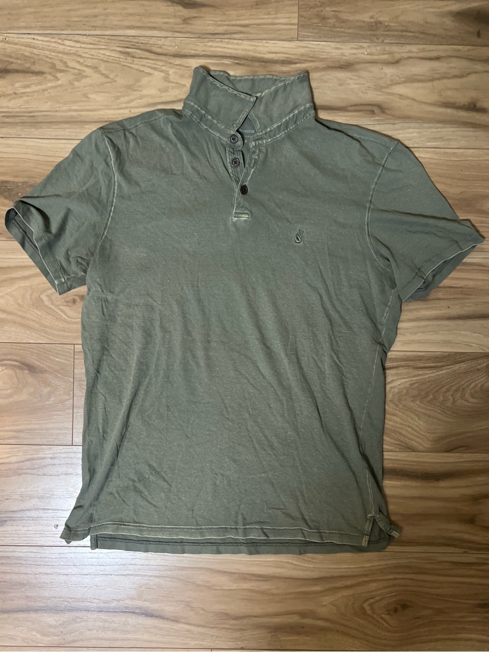 John Varvatos Short-Sleeve Washed Polo in Olive